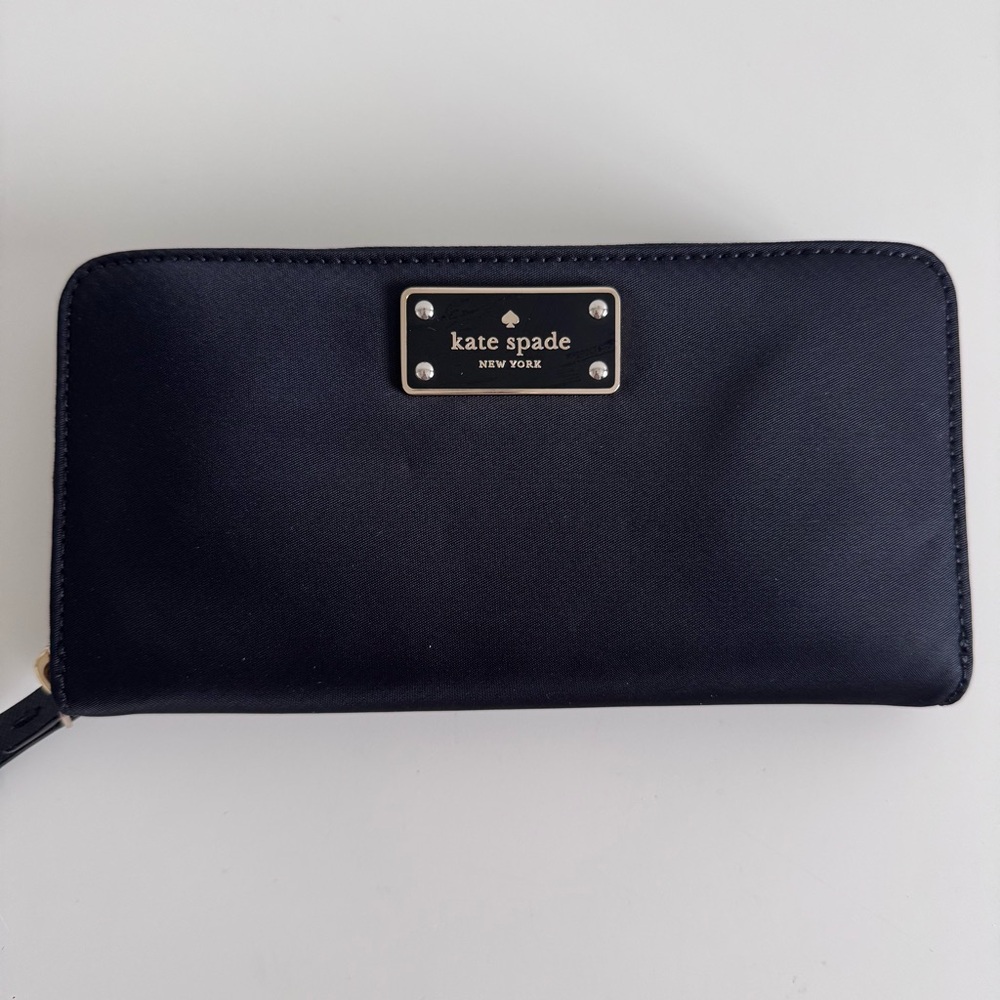Kate Spade Wilson Road Neda Black Nylon Zip Around Wallet